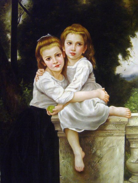 Two Sisters. The painting by William-Adolphe Bouguereau