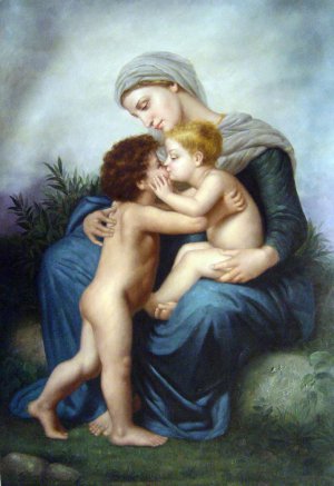 William-Adolphe Bouguereau, Virgin And Child With Young St. John, Painting on canvas