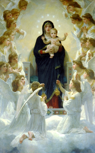 A Virgin with Angels. The painting by William-Adolphe Bouguereau