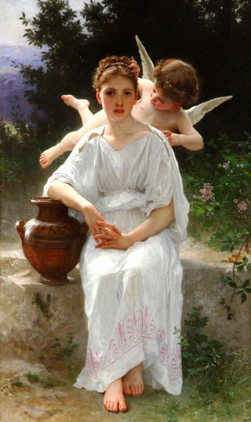 Whisperings of Love. The painting by William-Adolphe Bouguereau