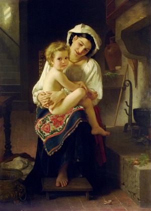 Famous paintings of Mother and Child: Young Mother Gazing At Her Child