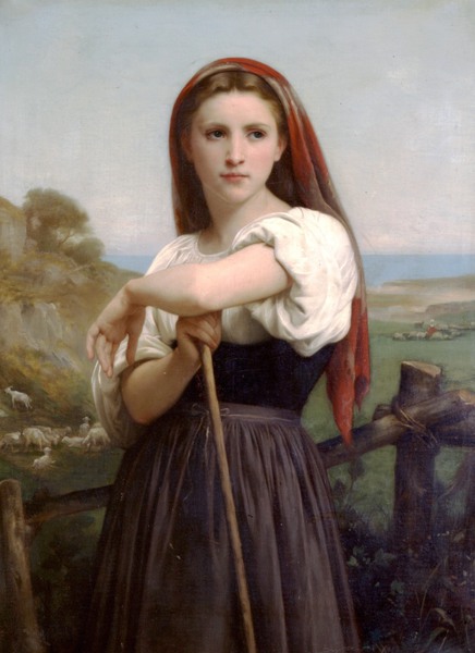Young Shepherdess. The painting by William-Adolphe Bouguereau