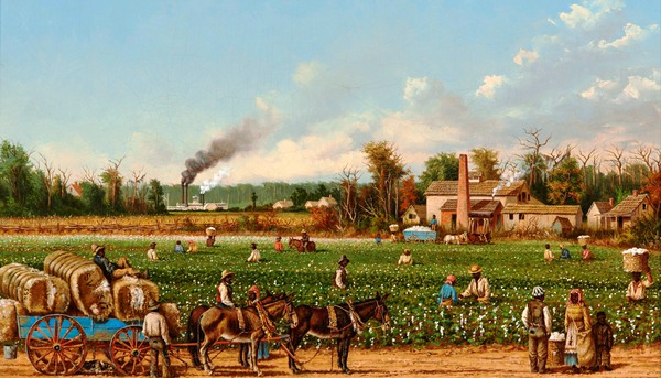Cotton Plantation on the Mississippi. The painting by William Aiken Walker