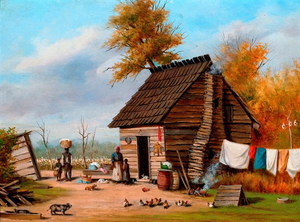 Outside the Cabin. The painting by William Aiken Walker