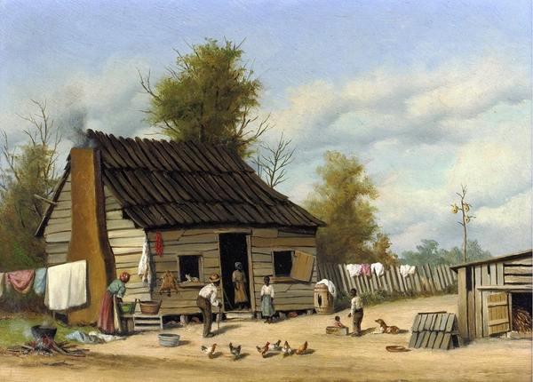 The Cotton Pickers' Cabin. The painting by William Aiken Walker
