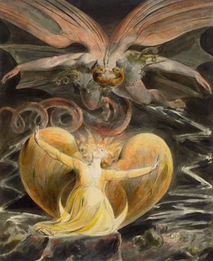 William Blake, The Great Red Dragon and the Woman Clothed with Sun, Painting on canvas