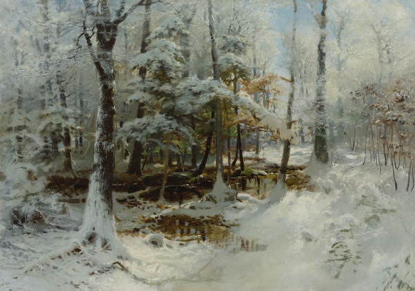 A Quiet Winter Afternoon. The painting by William Bliss Baker