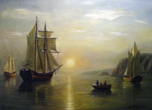 A Sunset Calm In The Bay Of Fundy. The painting by William Bradford