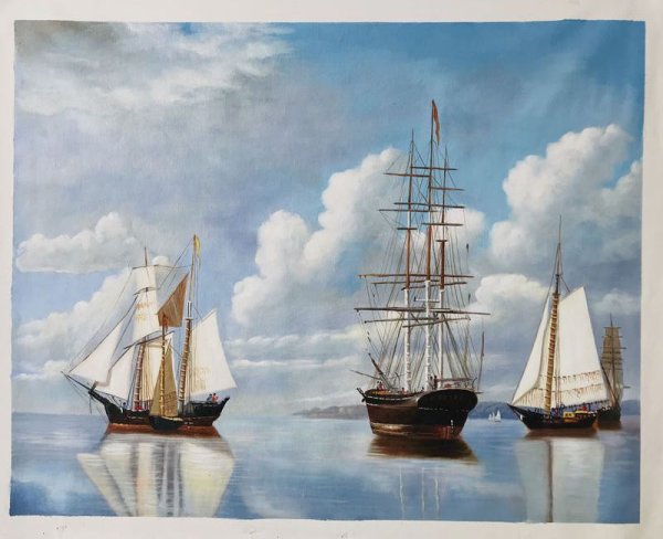 A Marine View (New Bedford Harbor) Oil Painting Reproduction