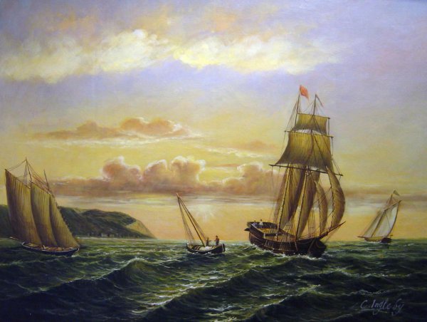 Sunrise On The Bay Of Fundy. The painting by William Bradford