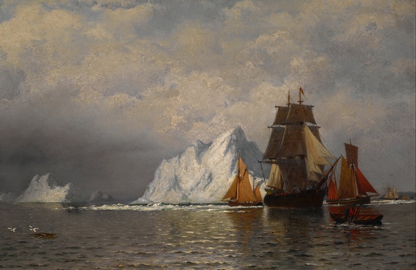 Whaler and Fishing Vessels near the Coast of Labrador. The painting by William Bradford