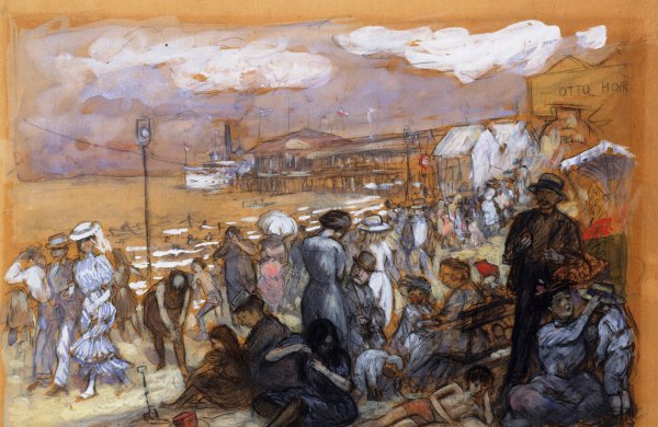 Afternoon at Coney Island. The painting by William Glackens