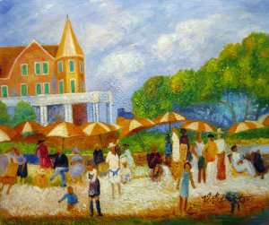 Reproduction oil paintings - William Glackens - Beach Umbrellas At Blue Point