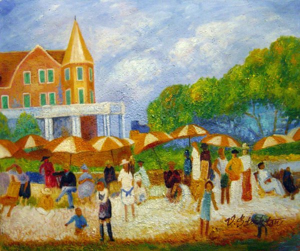 Beach Umbrellas At Blue Point. The painting by William Glackens
