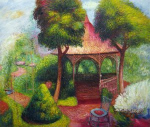 William Glackens, Garden At Hartford, Painting on canvas