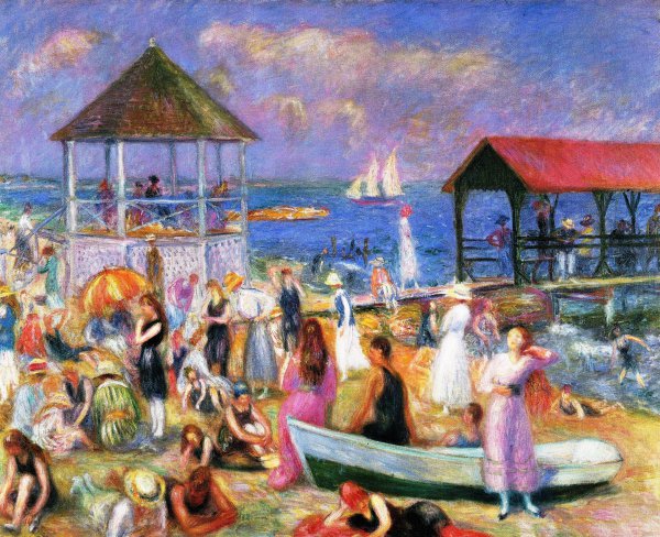 The Beach Scene, New London. The painting by William Glackens