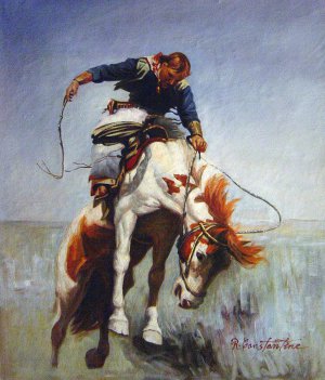 William Herbert Dunton, A Bronco Rider, Painting on canvas