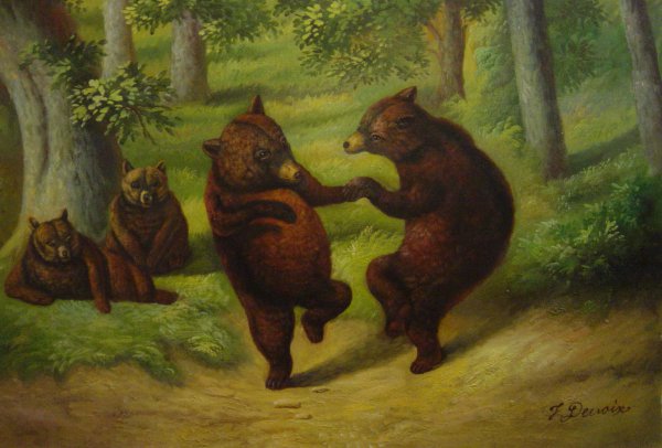 Dancing Bears. The painting by William Holbrook Beard
