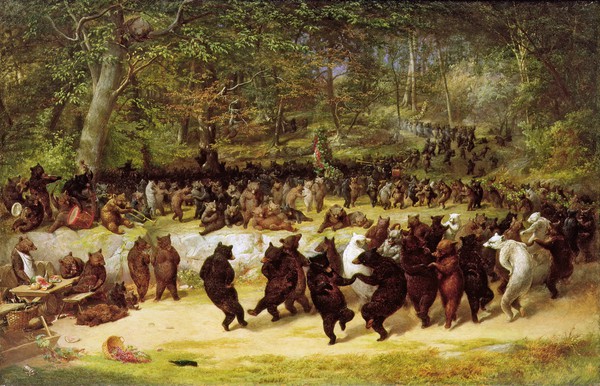 The Bear Dance. The painting by William Holbrook Beard