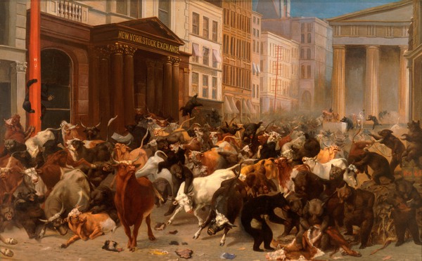 The Bulls and Bears in the Market. The painting by William Holbrook Beard