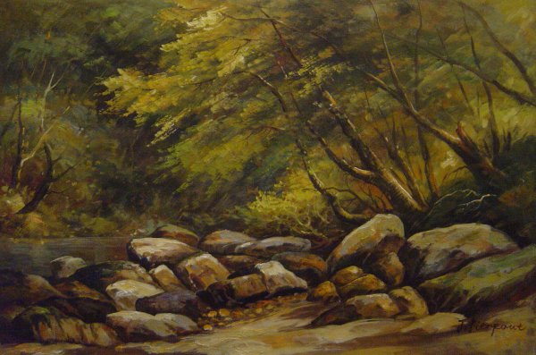 Rocky Stream, Lyndale, Devon. The painting by William James Muller