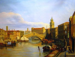 William James Muller, The Rialto Bridge, Venice, Painting on canvas