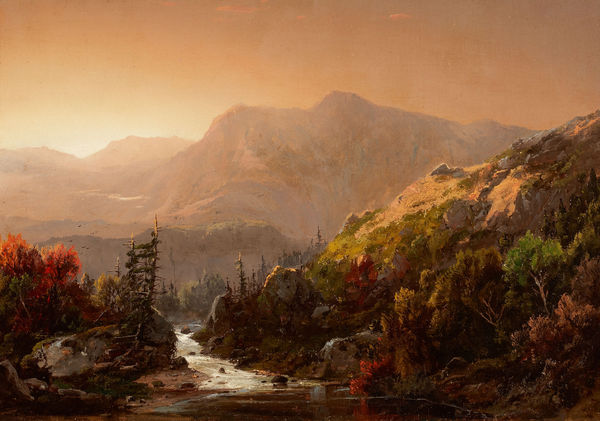 An Autumn Landscape. The painting by William Louis Sonntag Sr