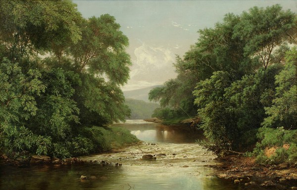 A Summer Stream. The painting by William Mason Brown