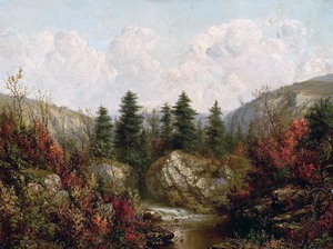William Mason Brown, River Through an Autumn Forest, Art Reproduction