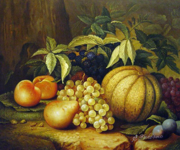Still Life With Cantaloupe. The painting by William Mason Brown