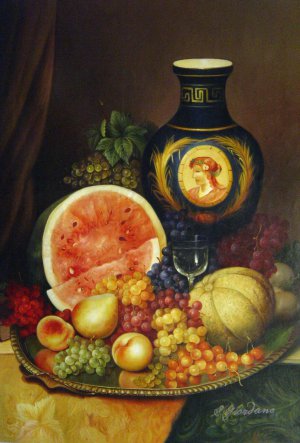 Reproduction oil paintings - William Mason Brown - Still Life With Fruit And Vase