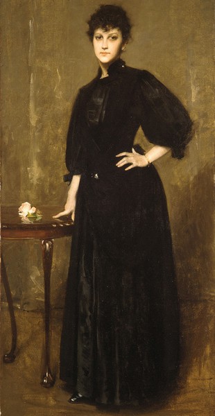 Lady in Black. The painting by William Merritt Chase