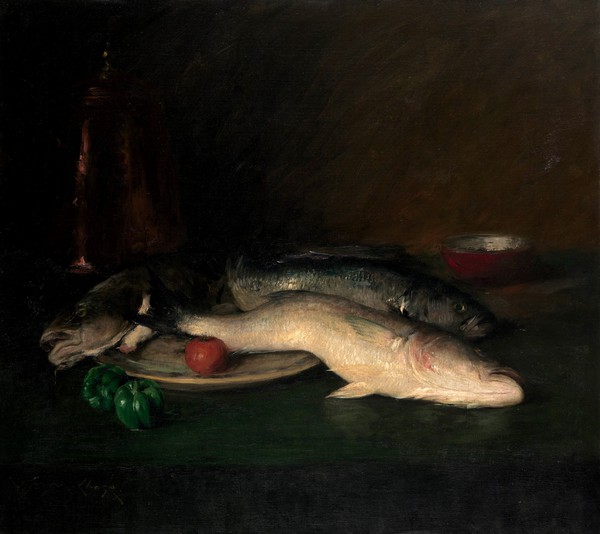 Still Life: Fish. The painting by William Merritt Chase