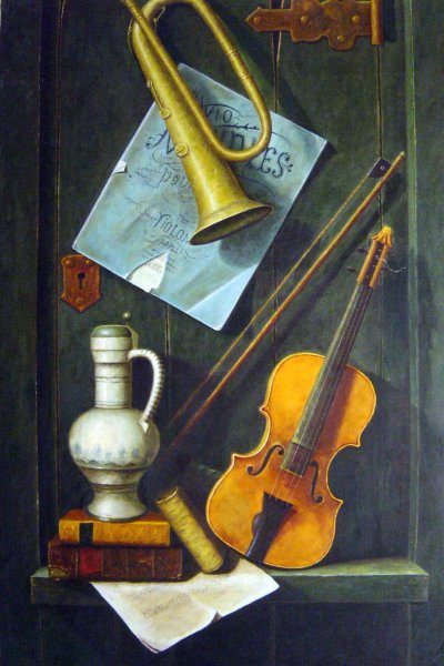 Old Models. The painting by William Michael Harnett