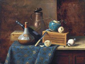 William Michael Harnett, Still Life on a Table, Painting on canvas