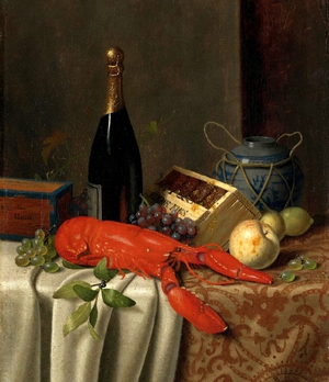 William Michael Harnett, Still Life with Lobster, Painting on canvas
