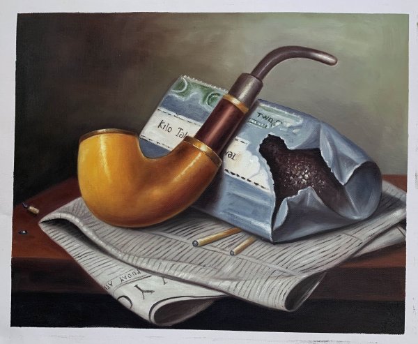 Still Life With Pipe, Newspaper And Tobacco Pouch