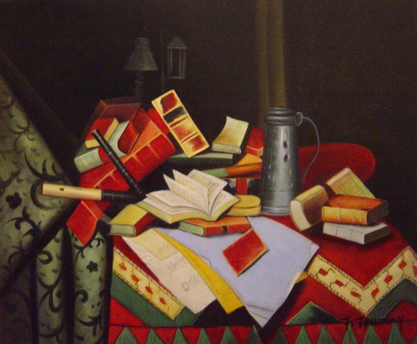 Study Table. The painting by William Michael Harnett