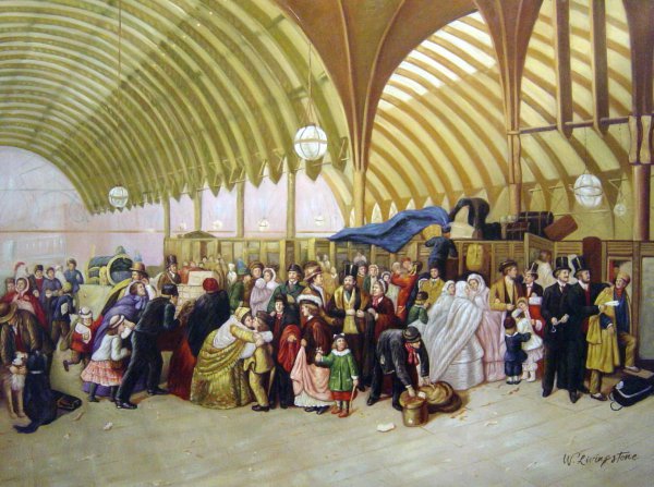 The Railway Station. The painting by William Powell Frith