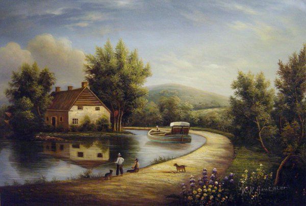 At The Rondout Canal, Rosendale. The painting by William Rickarby Miller