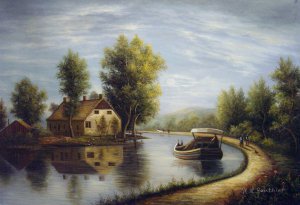 William Rickarby Miller, Canal Scene, Susquehanna River, Painting on canvas