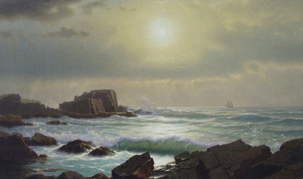 Castle Rocks at Nahant, Massachusetts. The painting by William Stanley Haseltine