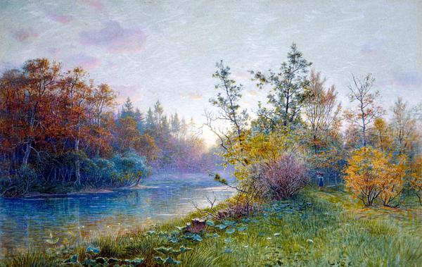 Mill Dam in Traunstein. The painting by William Stanley Haseltine
