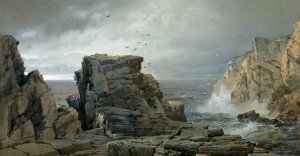 William Trost Richards, A Rocky Coast, Painting on canvas