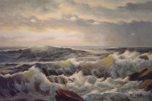 Reproduction oil paintings - William Trost Richards - A Surf On The Rocks