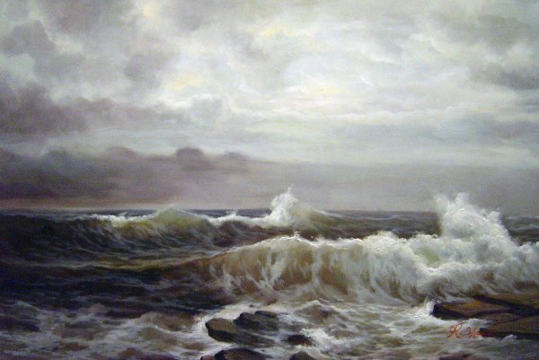 Breakers At Beaver. The painting by William Trost Richards