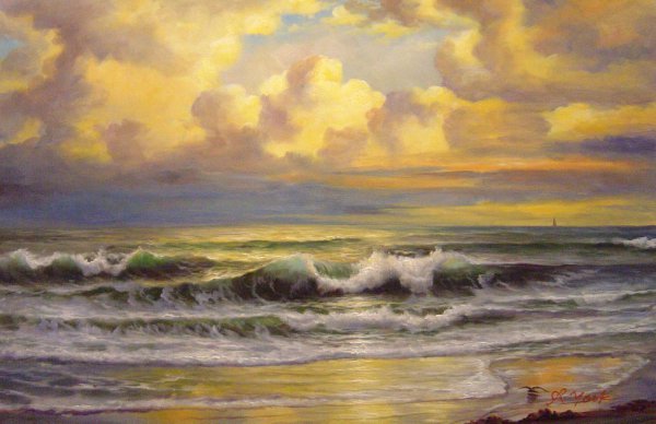 Breaking Waves I. The painting by William Trost Richards