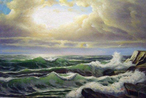 Breaking Waves II. The painting by William Trost Richards