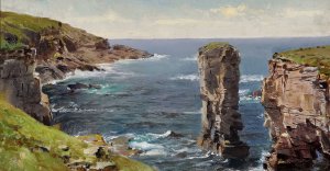 William Trost Richards, British Coastal View, Painting on canvas
