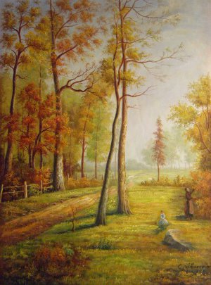 William Trost Richards, Gathering Leaves, Painting on canvas